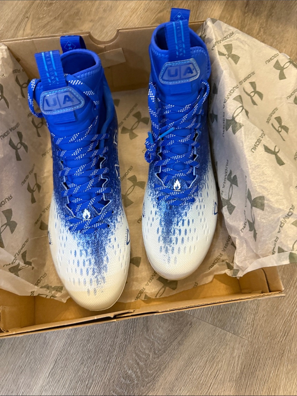 Under Armour Royal Blue & White Gradient High-Top Trainers